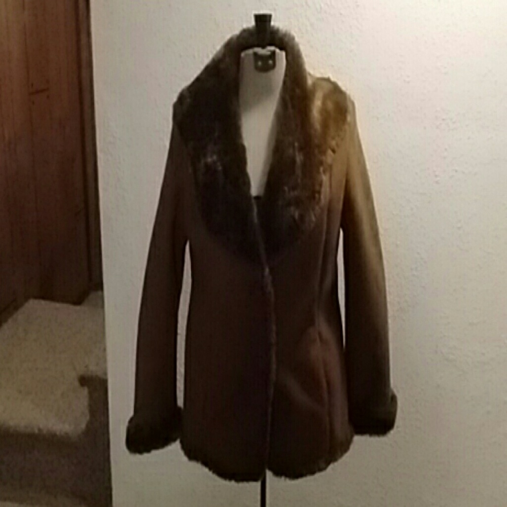 Faux suede/fur coat